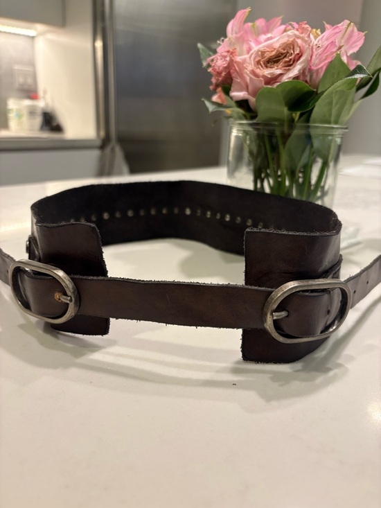 Campomaggi Italy studded leather corset waist double buckle Belt main image 6